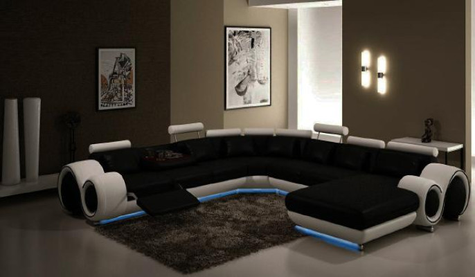 Leather Sofa with USB Couch XXL Living landscape Leather couch Big Sofa Corner sofa