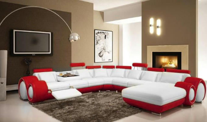 Leather Sofa with USB Couch XXL Living landscape Leather couch Big Sofa Corner sofa