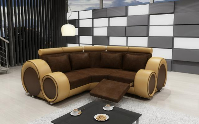 Corner sofa Sofa Couch Upholstery Living landscape Textile Corner Sofas Suite Fabric BER-X