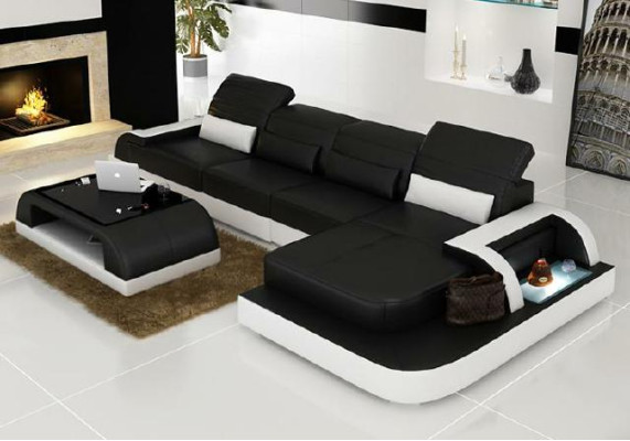 Living landscape Corner sofa Sofa Couch Corner sofa Upholstery Corner Suite Leather Couches