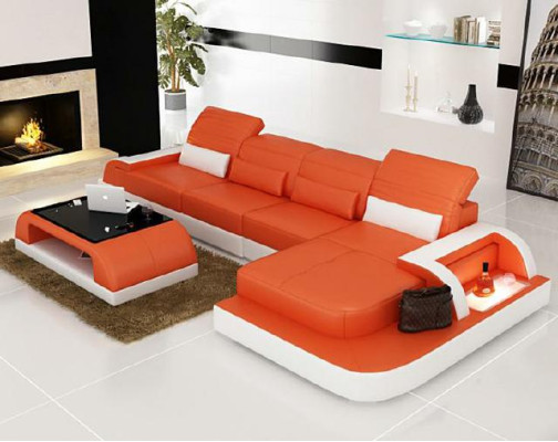 Living landscape Corner sofa Sofa Couch Corner sofa Upholstery Corner Suite Leather Couches