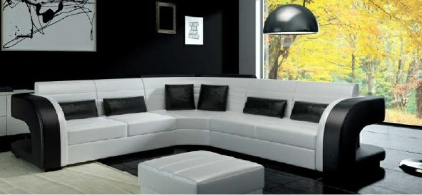 LEATHER SOFA Design Living landscape COUCH Suite UPHOLSTERED CORNER Corner sofa SOFA Bergamo