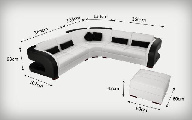 LEATHER SOFA Design Living landscape COUCH Suite UPHOLSTERED CORNER Corner sofa SOFA Bergamo