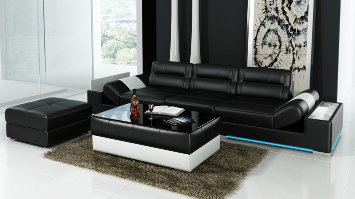 XXL Big Sofa Lounge Club 3+3 Seater Multifunction s Couch Leather Couch + USB + LED