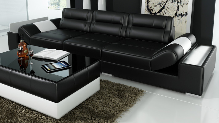 XXL Big Sofa Lounge Club 3+3 Seater Multifunction s Couch Leather Couch + USB + LED