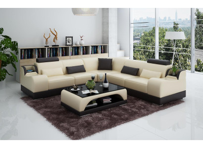 Corner sofa L-shape Living landscape Designer Sofa Couch Upholstery Seat Suite Leather