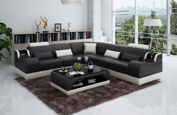 Corner sofa L-shape Living landscape Designer Sofa Couch Upholstery Seat Suite Leather