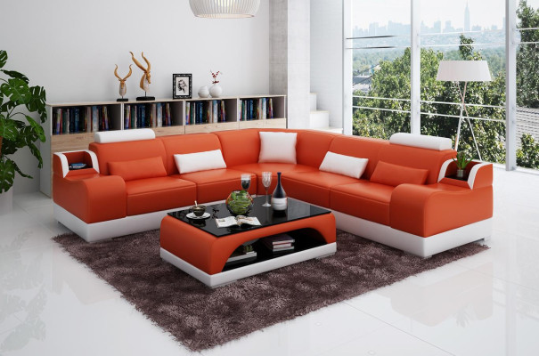 Corner sofa L-shape Living landscape Designer Sofa Couch Upholstery Seat Suite Leather
