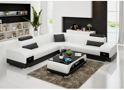 Leather sofa Couch Living landscape Corner sofa Corner Sofa Modern Design Suite