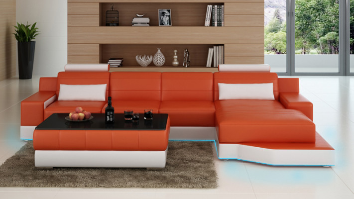 Leather sofa couch living landscape corner sofa modern corner suite decor design