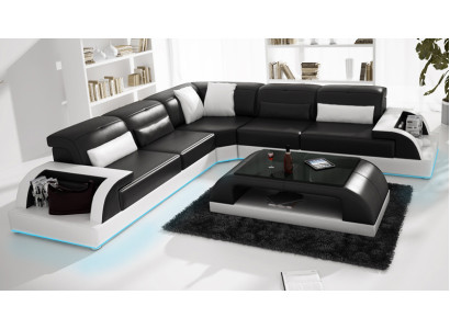 Leather sofa couch living landscape corner sofa corner modern decor suite design