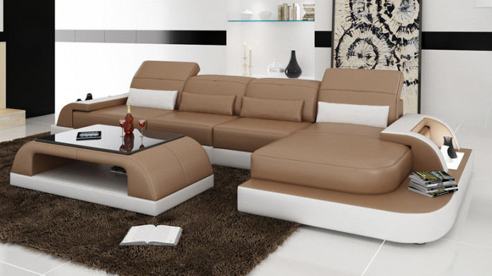 Leather sofa Couch Living landscape Corner sofa Corner Suite Design Modern Sofa L6012C