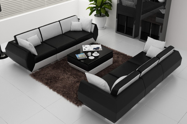 Leather sofa Couch Living landscape 3+3 Seater Suite Design Modern