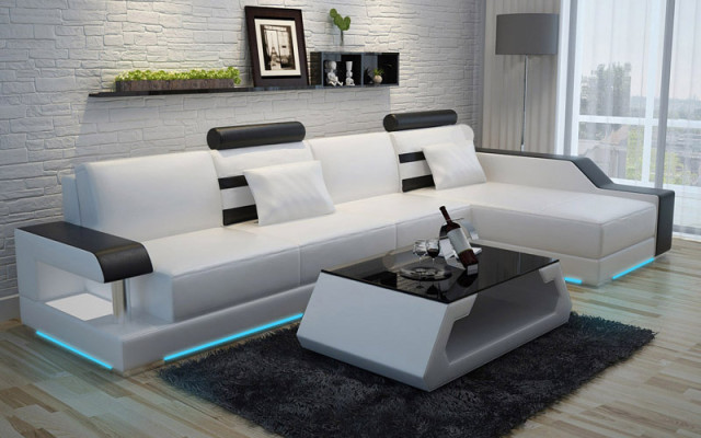 Leather sofa couch living landscape corner sofa corner decor design modern suite