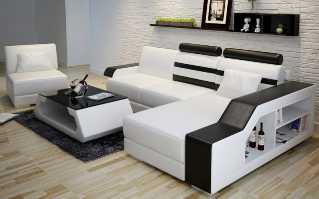 Leather sofa couch living landscape corner sofa corner decor design modern suite