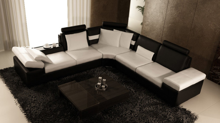 Leather sofa Sofa Couch Living landscape Corner sofa Suite Design Modern Sofa K5014B
