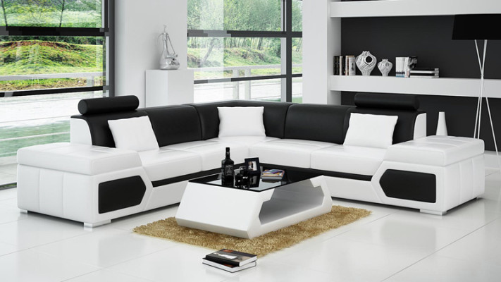 Leather sofa L-shape Couch Living landscape decor Corner sofa Modern Suite Design