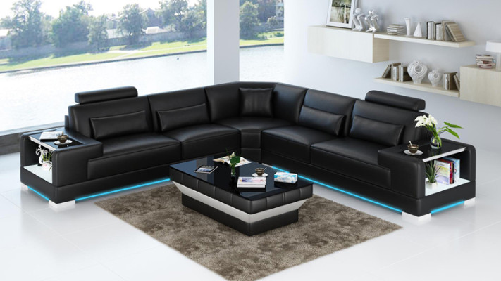 Leather sofa Couch Sofa Living landscape Corner sofa Corner Modern Design Suite