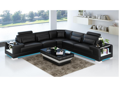 Leather sofa Couch Sofa Living landscape Corner sofa Corner Modern Design Suite