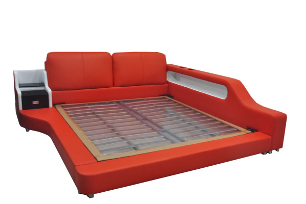 Double Luxury Design Leather Bed Upholstery Beds Modern Hotel Multifunction