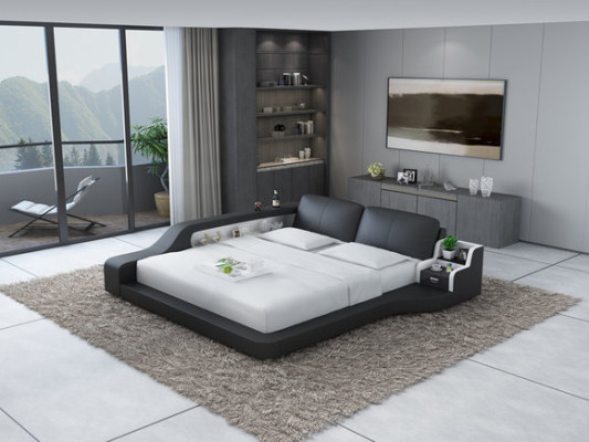 Double Luxury Design Leather Bed Upholstery Beds Modern Hotel Multifunction