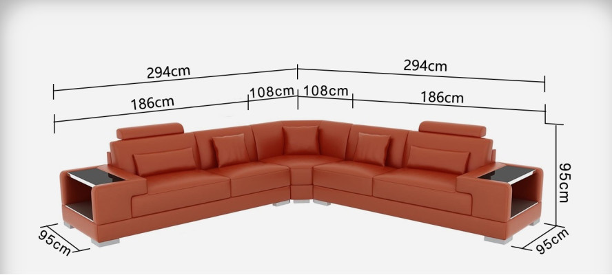 Leather sofa Couch Sofa Living landscape Corner sofa Corner Modern Design Suite