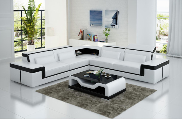 Leather sofa Couch Living landscape Corner sofa Corner Suite Design Modern Sofa G8020B