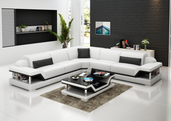 Leather sofa Couch Living landscape Corner sofa Corner Suite Design Modern Sofa G8004B