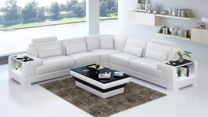 Leather sofa Couch Sofa Living landscape Corner sofa Corner Modern Design Suite