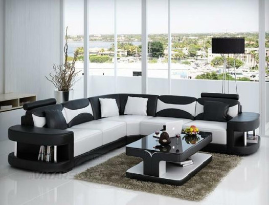 Living landscape Upholstery Corner Corner Sofa Couch Suite Landscape Leather Textile new!