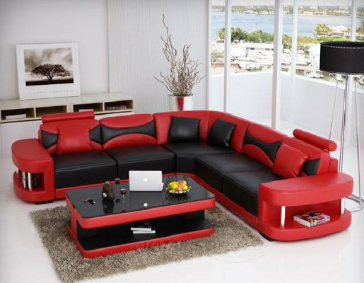 Living landscape Upholstery Corner Corner Sofa Couch Suite Landscape Leather Textile new!