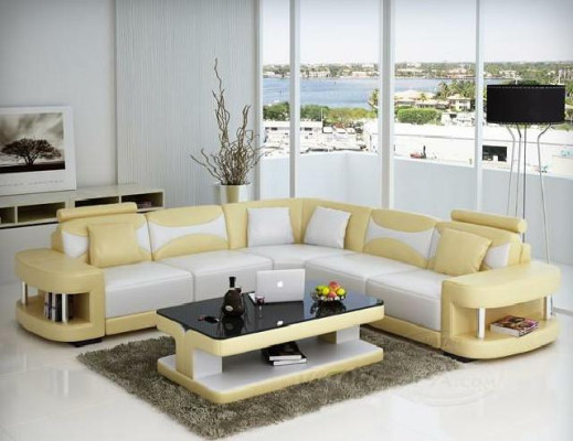 Living landscape Upholstery Corner Corner Sofa Couch Suite Landscape Leather Textile new!