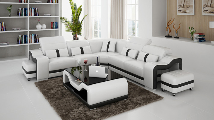 Leather sofa Couch Living landscape Corner sofa Sofa Corner Modern Design Suite