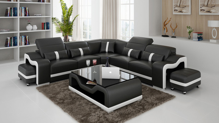 Leather sofa Couch Living landscape Corner sofa Sofa Corner Modern Design Suite