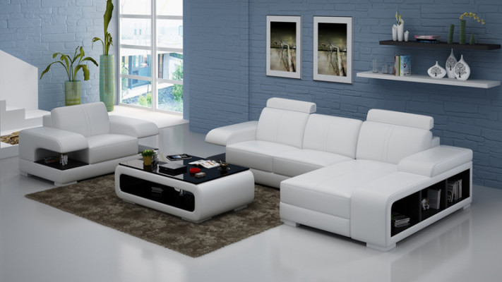 Leather sofa Couch Living landscape Corner sofa Armchair Suite Modern Sofa new G8028E