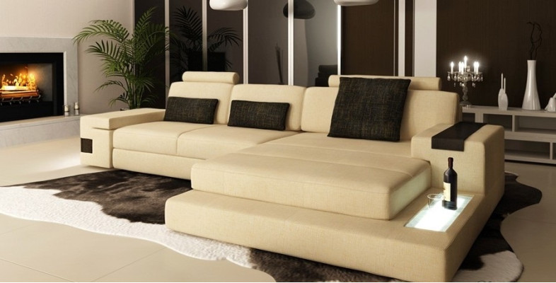 Leather Sofa Sofa Couch Upholstery Corner Suite L-shape Seating Area Bellini Textile Fabric