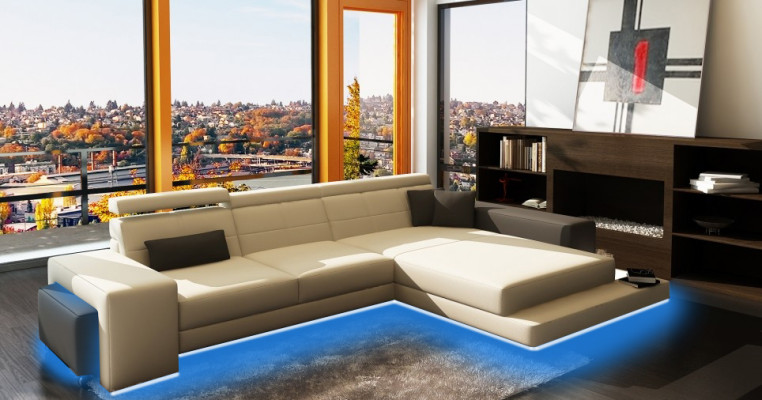 Corner sofa Upholstery Couch Sofa Living landscape Seat Corner Suite Textile Leather