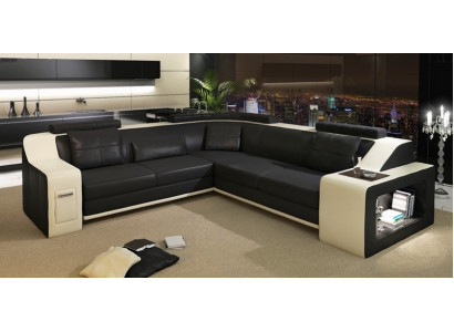 Stylish living L-shaped imitation leather sofa for maximum comfort