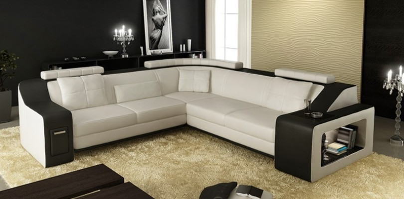 Stylish living L-shaped imitation leather sofa for maximum comfort