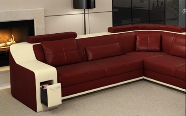 Stylish living L-shaped imitation leather sofa for maximum comfort