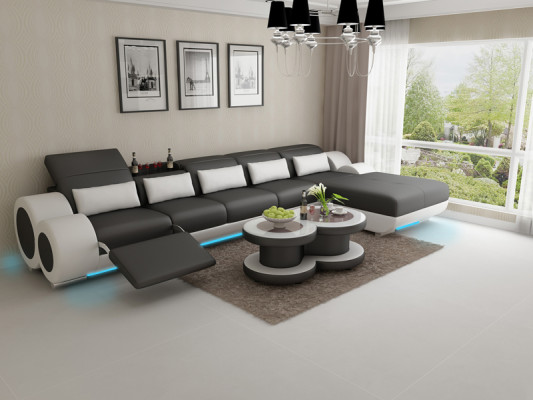 Leather sofa Couch Sofa Living landscape Modern Corner Corner sofa Design Suite