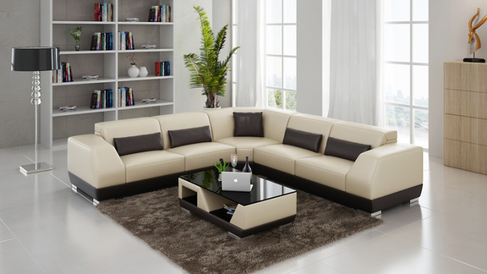 Leather sofa Couch Living landscape Sofa Corner sofa Corner Suite Modern Design