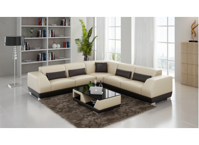 Leather sofa Couch Living landscape Sofa Corner sofa Corner Suite Modern Design