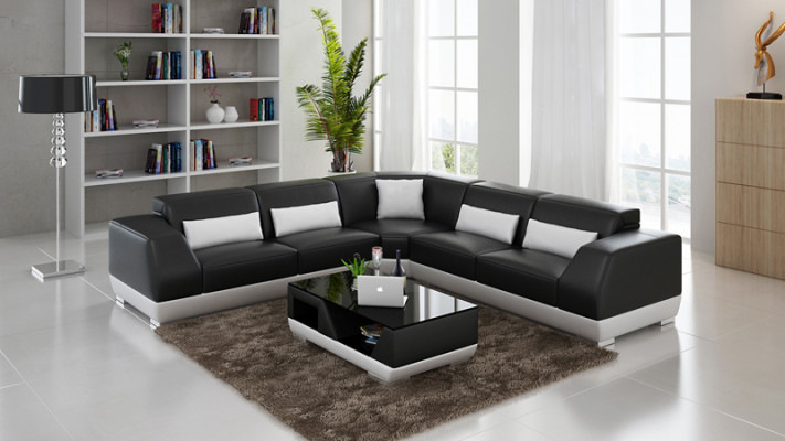 Leather sofa Couch Living landscape Sofa Corner sofa Corner Suite Modern Design