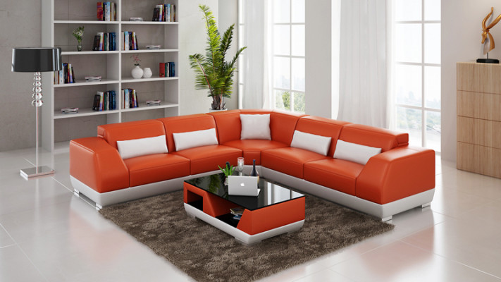 Leather sofa Couch Living landscape Sofa Corner sofa Corner Suite Modern Design
