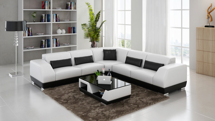 Leather sofa Couch Living landscape Sofa Corner sofa Corner Suite Modern Design