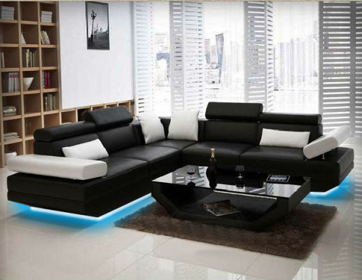 Living landscape Upholstery Corner Corner Sofa with USB Suite Landscape Leather AlfredB