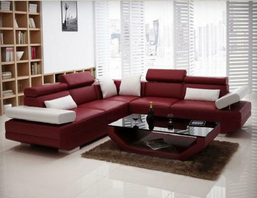 Living landscape Upholstery Corner Corner Sofa with USB Suite Landscape Leather AlfredB