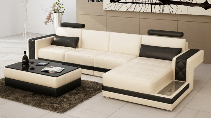 Leather sofa Couch Living landscape Corner sofa L-shape Suite Design Modern
