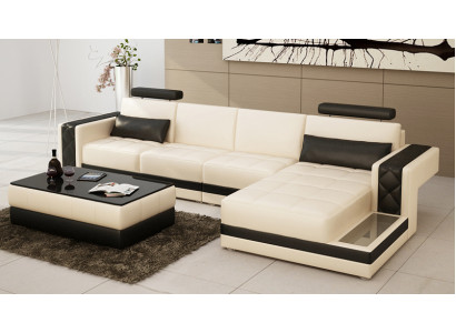 Leather sofa Couch Living landscape Corner sofa L-shape Suite Design Modern